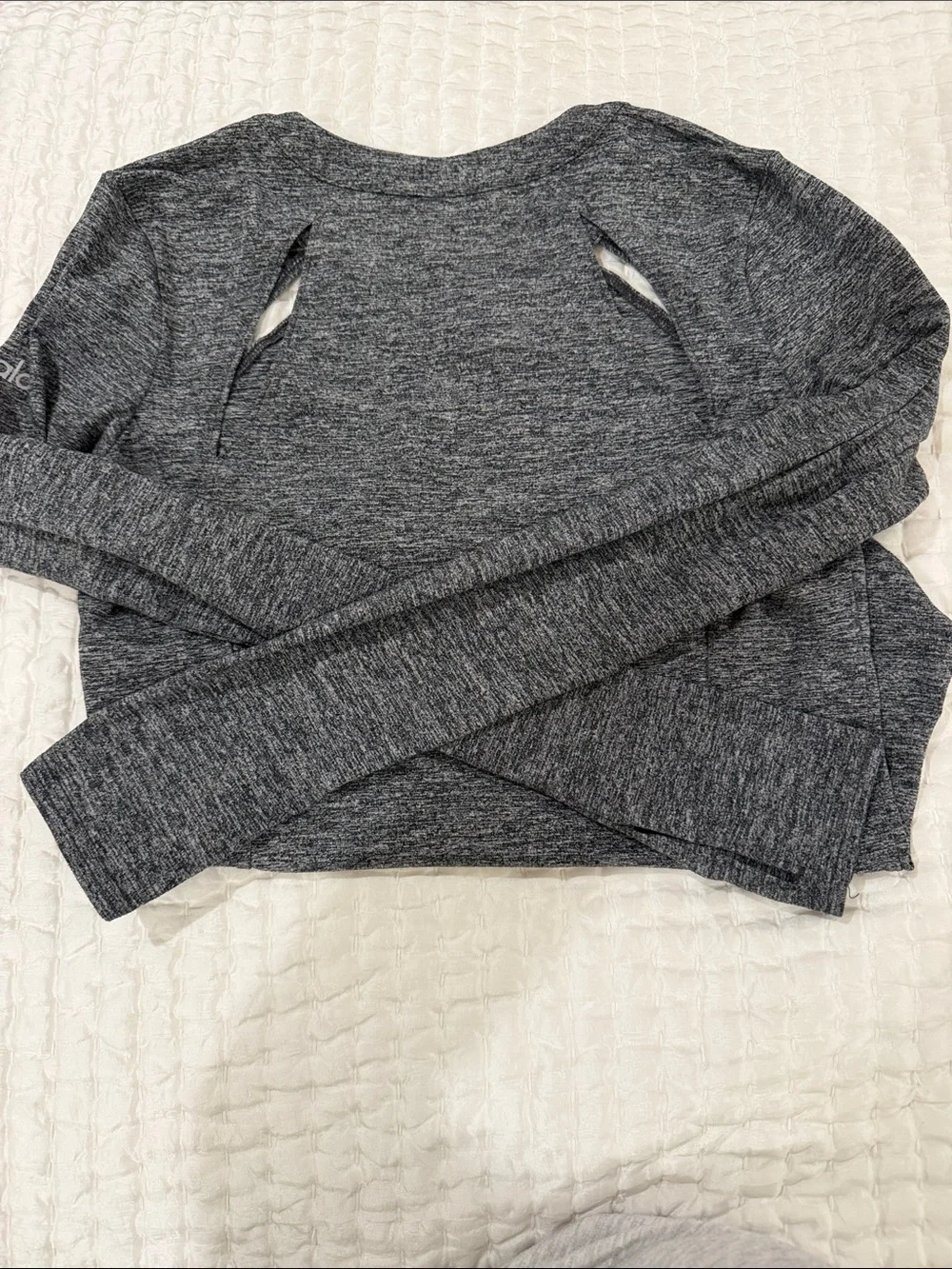 ALO Yoga Heathered Charcoal Crew Neck workout shirt